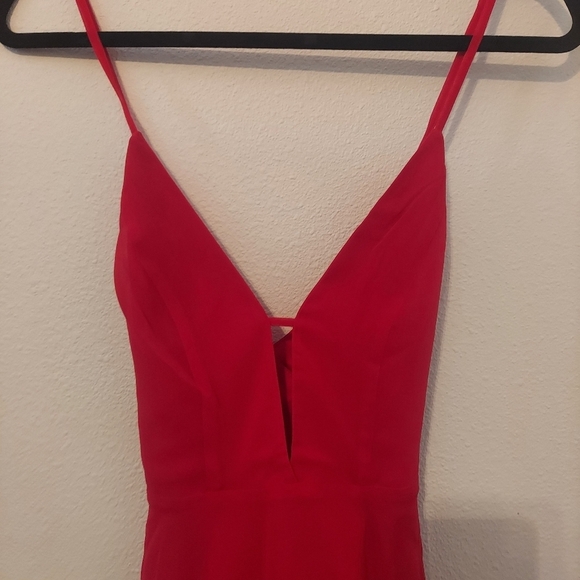 Bebe NEW Cross Back Chiffon Skater Dress Red Size 4 - Picture 6 of 17